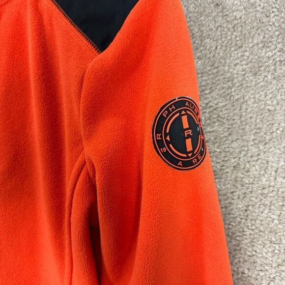 LRL Ralph Lauren Active Jacket Womens Size Large L Orange/Black Fleece Full Zip - Picture 3 of 10